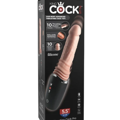 KING COCK PLUS - THRUSTING COCK PRO SILICONE DILDO WITH THROTTLE, VIBRATION AND HEAT LIGHT 12.7 CM